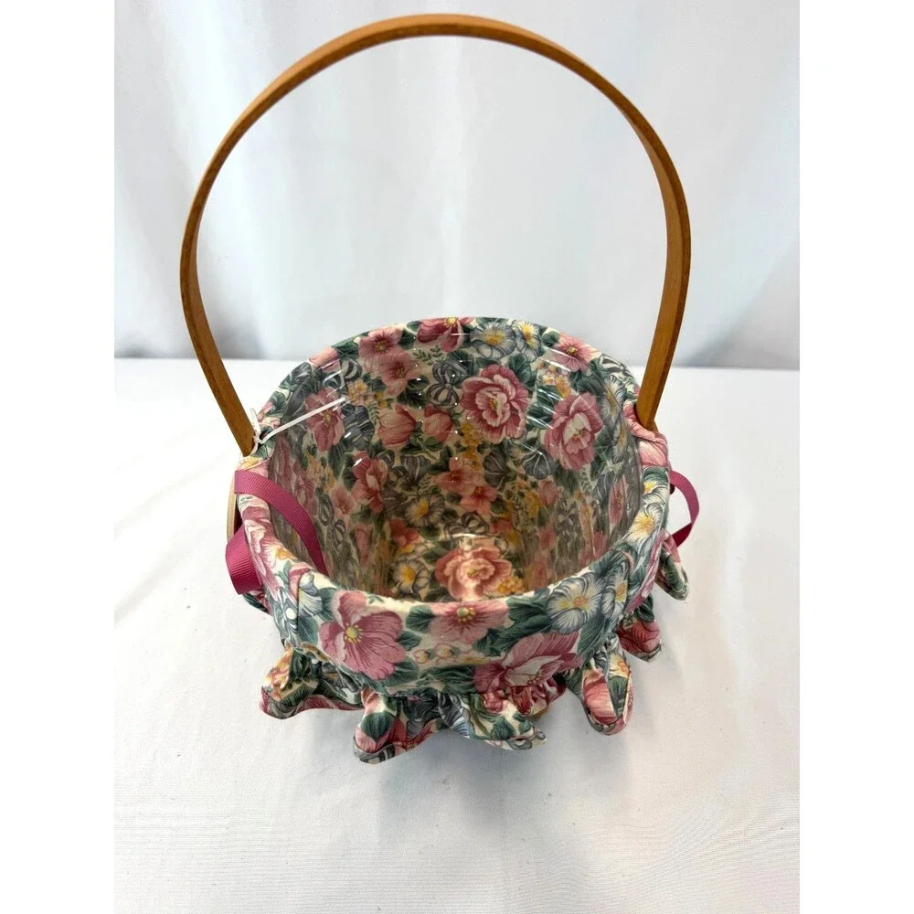 1993 Longaberger Mother's Day Basket w/Floral Liner & Protector 8.5L x 8W x 6H
